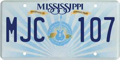 MS license plate MJC107