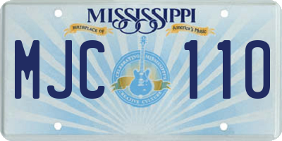 MS license plate MJC110