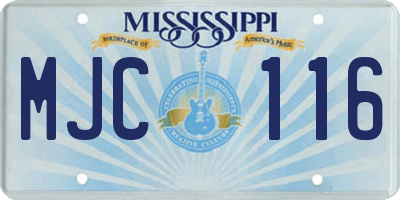 MS license plate MJC116