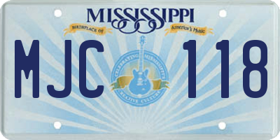 MS license plate MJC118