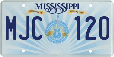 MS license plate MJC120