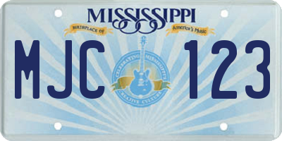 MS license plate MJC123