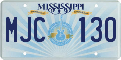 MS license plate MJC130