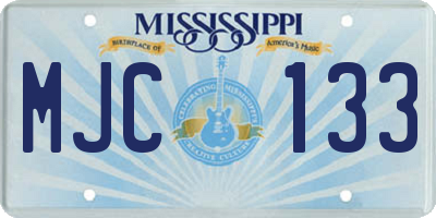MS license plate MJC133