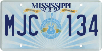 MS license plate MJC134