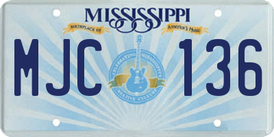 MS license plate MJC136