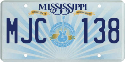 MS license plate MJC138