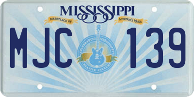 MS license plate MJC139