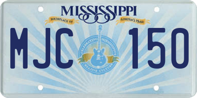 MS license plate MJC150