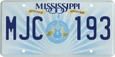 MS license plate MJC193