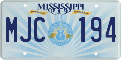 MS license plate MJC194