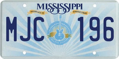MS license plate MJC196