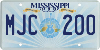 MS license plate MJC200