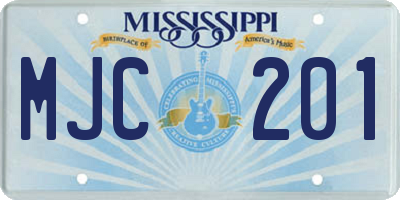 MS license plate MJC201