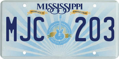 MS license plate MJC203