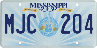 MS license plate MJC204