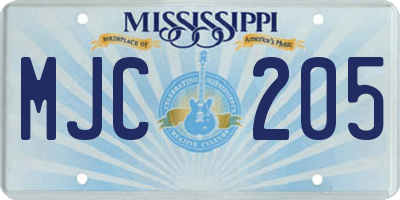 MS license plate MJC205