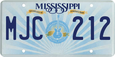 MS license plate MJC212