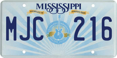 MS license plate MJC216