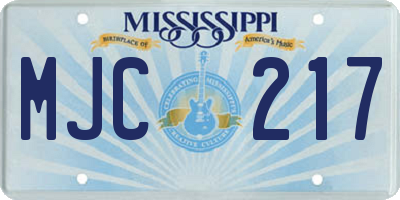 MS license plate MJC217