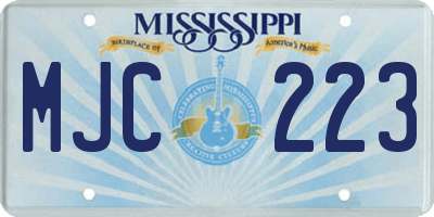 MS license plate MJC223