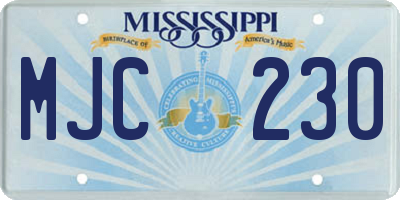 MS license plate MJC230