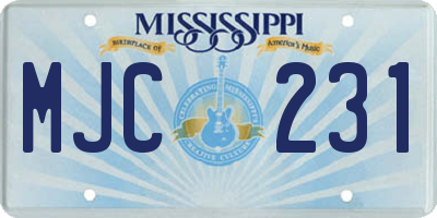 MS license plate MJC231