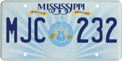 MS license plate MJC232