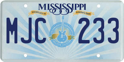 MS license plate MJC233