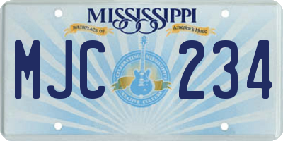 MS license plate MJC234