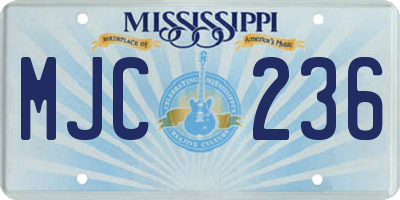 MS license plate MJC236