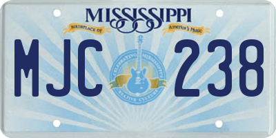 MS license plate MJC238