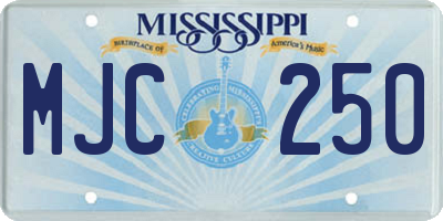 MS license plate MJC250