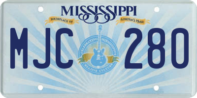 MS license plate MJC280