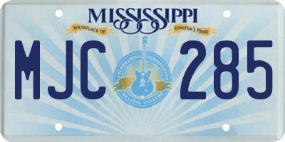 MS license plate MJC285