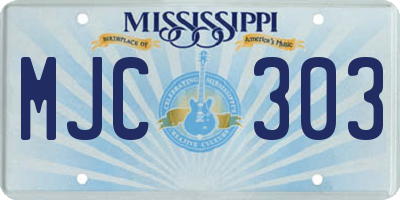 MS license plate MJC303