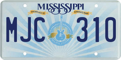 MS license plate MJC310