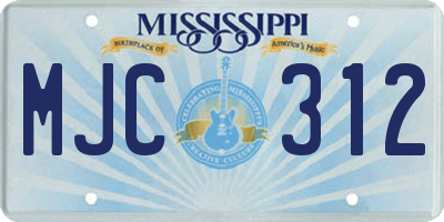 MS license plate MJC312