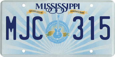 MS license plate MJC315
