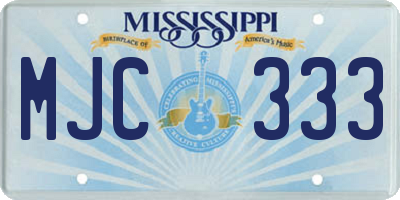 MS license plate MJC333