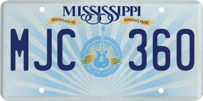 MS license plate MJC360