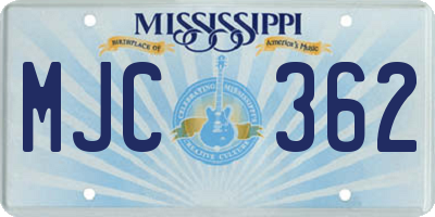MS license plate MJC362