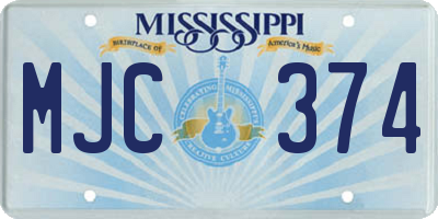 MS license plate MJC374