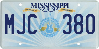 MS license plate MJC380