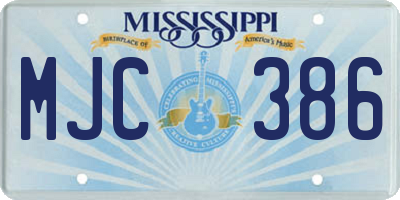 MS license plate MJC386