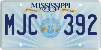 MS license plate MJC392