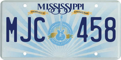 MS license plate MJC458