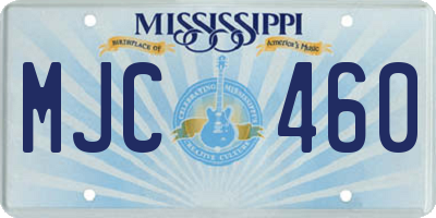 MS license plate MJC460