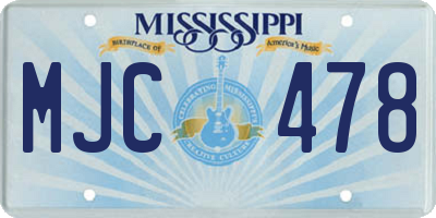 MS license plate MJC478