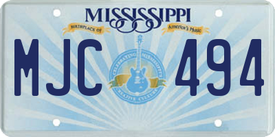 MS license plate MJC494